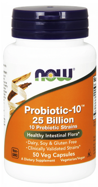 Vorschaubild für Now Foods Probiotic-10 25 Milliarden 50 Gemüsekapseln ist ein kraftvolles Nahrungsergänzungsmittel mit 5 Milliarden lebenden Kulturen zur Unterstützung der Verdauung und Stärkung der Immunität.