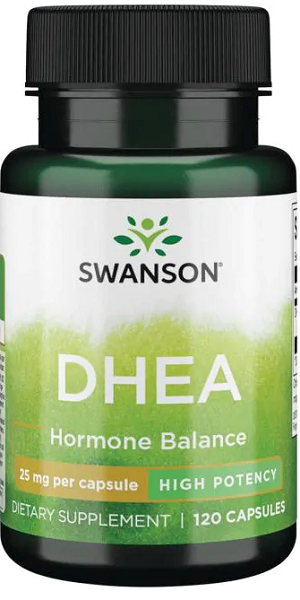 Eine Flasche Swanson DHEA - High Potency - 25 mg 120 Kapseln Hormonhaushalt.