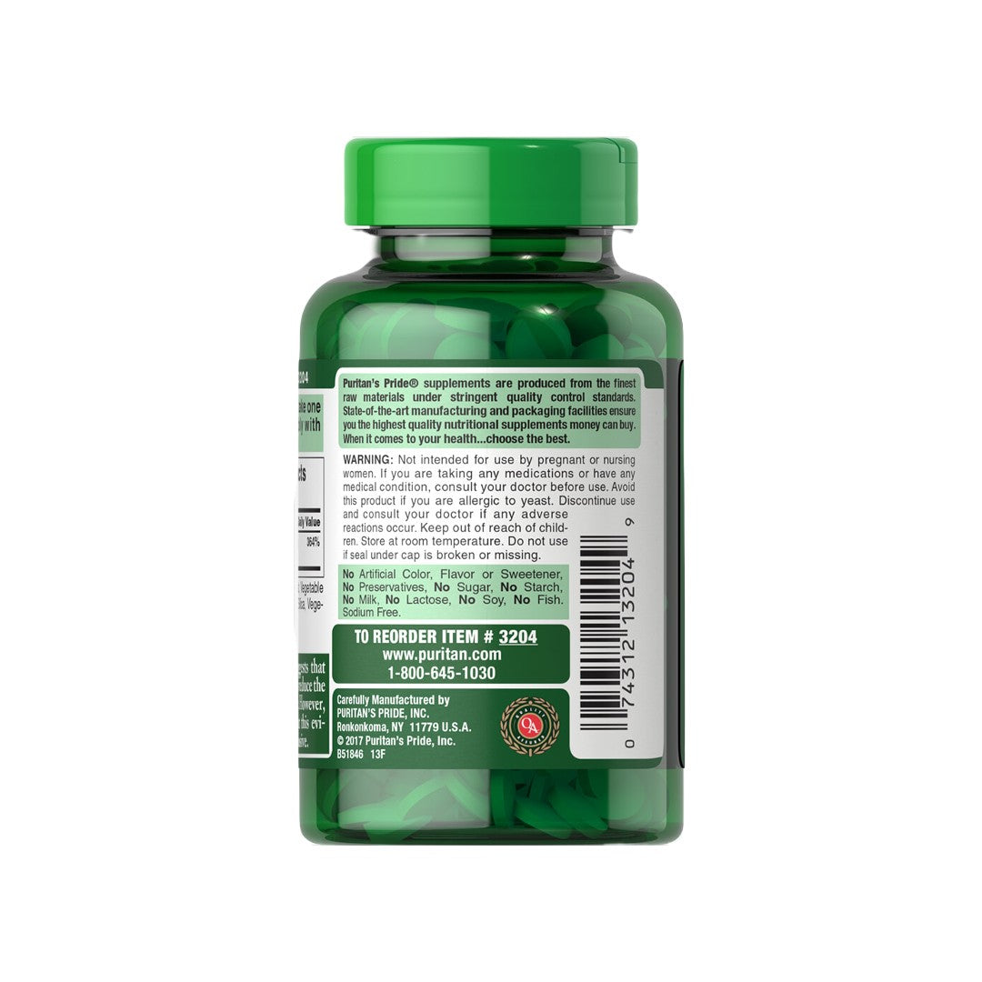 Eine Flasche Puritan's Pride Selen 200 mcg 250 Tabletten, vollgepackt mit Antioxidantien für ein gesundes Immunsystem. Nimm eine Selenergänzung für zusätzliche Vorteile zu dir.