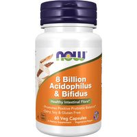Thumbnail for A bottle of Now Foods 8 Billion Acidophilus & Bifidus probiotic capsules, labeled 