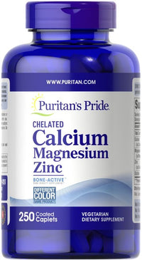 Vorschaubild für Chelated Calcium Magnesium Zink 250 überzogene Kapseln - Front 2