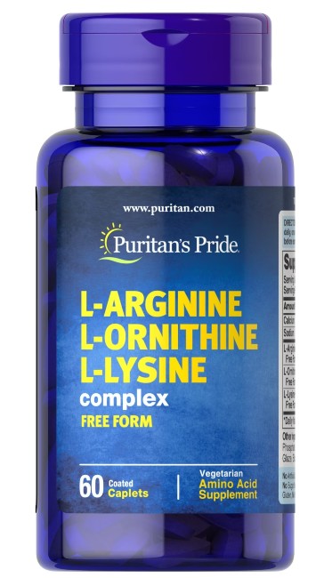 L-Arginin L-Ornithin L-Lysin 60 überzogene Kapseln Vegetarisch - Front 2