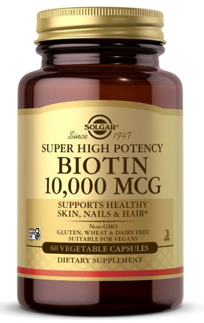 Superhochwirksames Biotin 10000 mcg Nahrungsergänzungsmittel.