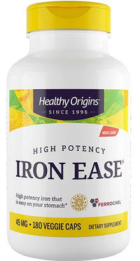 Vorschaubild für Healthy Origins Iron Ease 45 mg 180 Veggie-Kapseln.