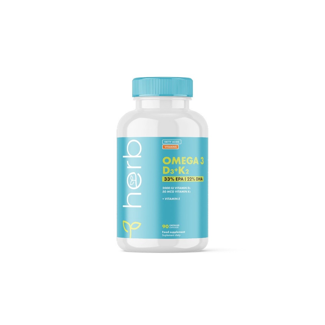 Omega 3 1000 mg with D3+K2 90 Capsules - front