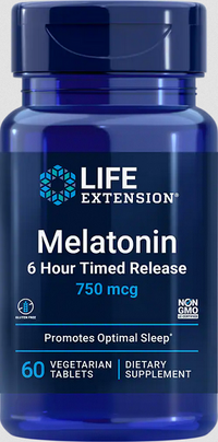 Daumennagel für Melatonin 6 Hour Timed Release 750 mcg 60 Veggie-Kapseln - Front 2