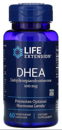 Vorschaubild für Eine Flasche Life Extension DHEA 100 mg 60 Veggie-Kapseln.