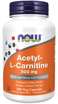 Vorschaubild für Now Foods Acetyl -L-Carnitin 500 mg 200 Veggie-Kapseln.