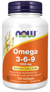 Vorschaubild für Now Foods Omega 3-6-9 100 Softgel ist ein Nahrungsergänzungsmittel, das reich an essentiellen Fettsäuren ist, die zahlreiche Vorteile für das Herz-Kreislauf-System bieten. Mit seinen entzündungshemmenden Eigenschaften hilft es, Arteriosklerose zu bekämpfen.