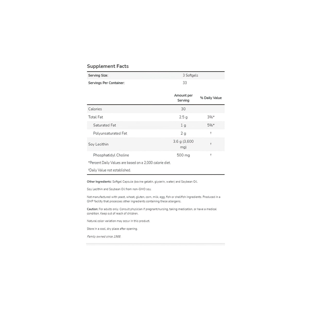 Lecithin 1200 mg 100 softgel - Fakten zur Nahrungsergänzung