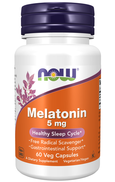Now Foods Melatonin 5 mg 60 Veggie-Kapseln.