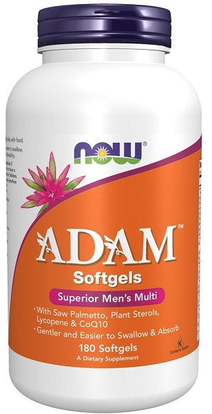 Eine Flasche Now Foods ADAM Multivitamins & Minerals for Man 180 sgel.