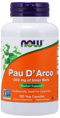 Vorschaubild für Now Foods Pau D'Arco 500 mg Kapseln, jetzt erhältlich in einer Packung mit 100 Veggie-Kapseln.