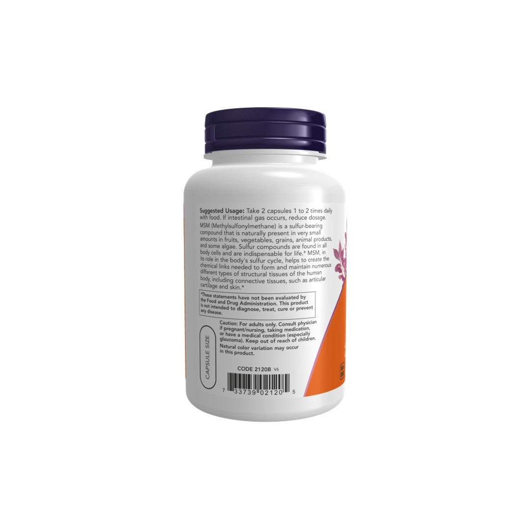 MSM 1000 mg 120 Veg Capsules - back