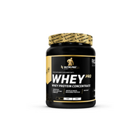 Thumbnail for A black and gold container of Nutri Pro Sport's Whey PRO protein powder in a 700g size, featuring whey protein concentrate and amino acids, designed for athletic performance and muscle mass building, with a cookie with cream flavor.