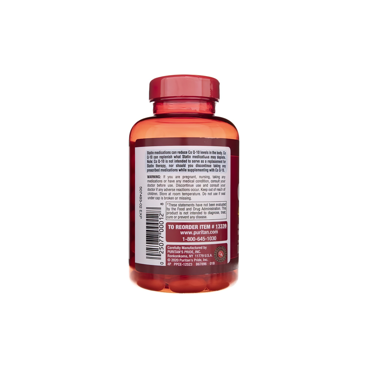 Eine Flasche Puritan's Pride Coenzym Q10 Rapid Release 400 mg 120 Sgel auf einem weißen Hintergrund.