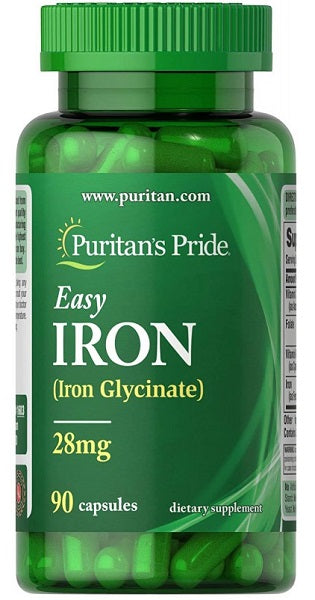 Puritan's Pride Easy Iron 28 mg 90 Kapseln Eisenglycinat-Kapseln.