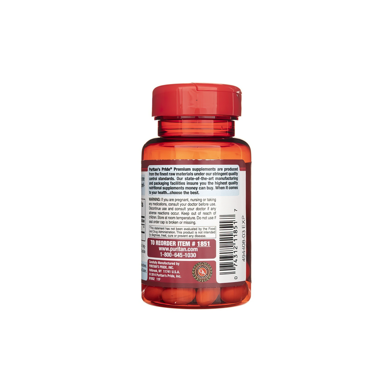 Eine Flasche Coenzym Q10 - 120 mg 60 Rapid Release softgels von Puritan's Pride auf weißem Hintergrund.