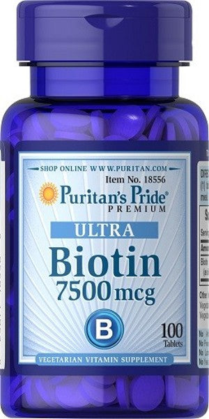 Puritan's Pride Biotin - 7,5 mg: Nahrungsergänzungsmittel in Tablettenform.