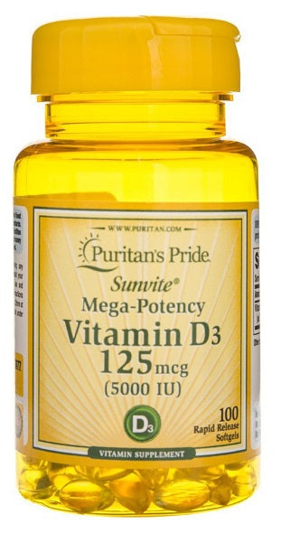 Vitamine D3 5000 IU 100 schnell freisetzende Weichkapseln - Front 2