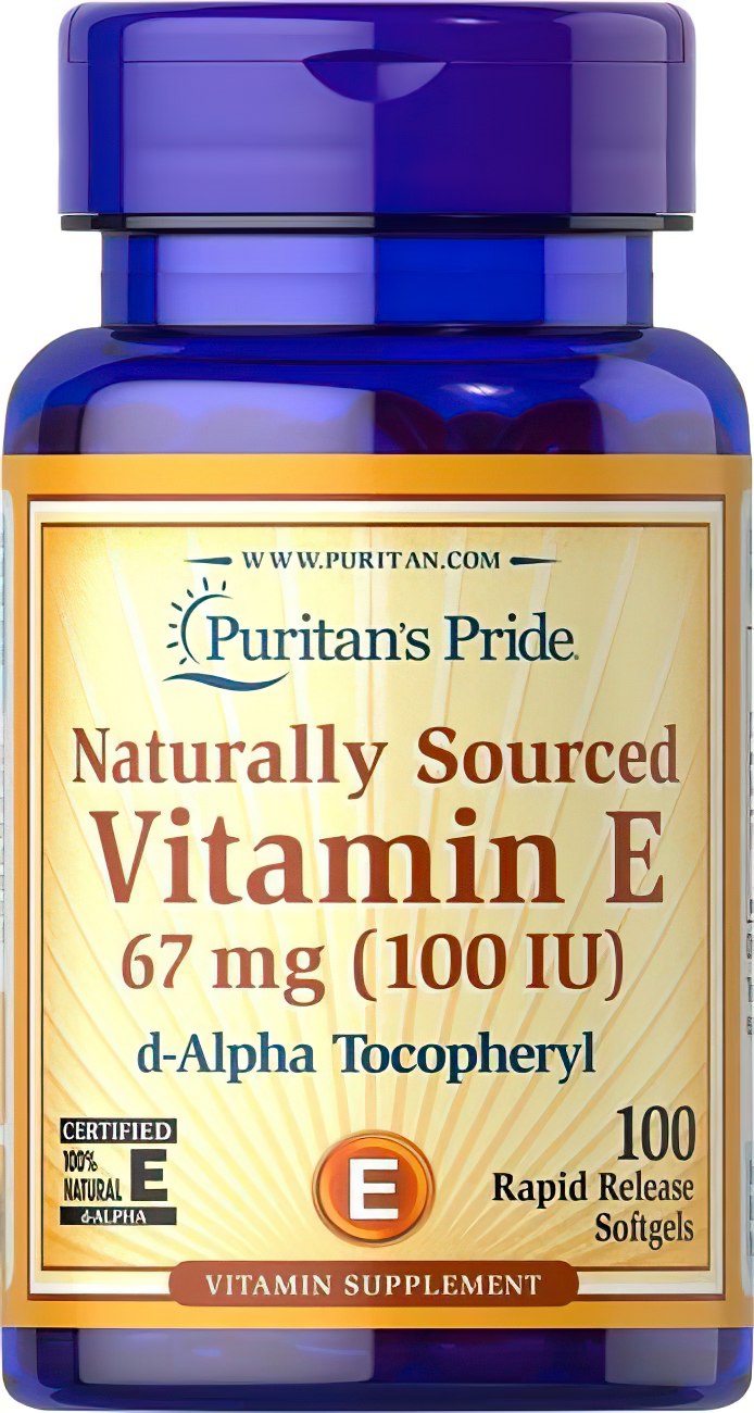 Puritan's Pride Vitamin E 100 IU D-Alpha Tocopherol 100% natürlich 100 Softgels mit schneller Freisetzung.