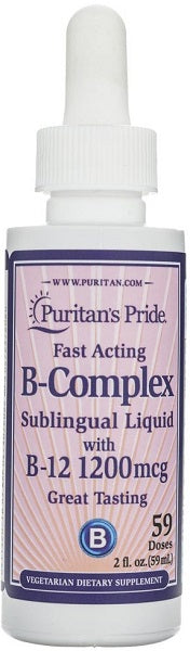 Eine Flasche Puritan's Pride B-Komplex mit Vitamin B12 flüssig - 59 ml.
