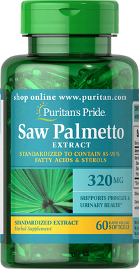 Thumbnail für Puritan's Pride Sägepalme 320 mg 60 Rapid Release Softgels fördert die Gesundheit der Prostata und unterstützt den Harnfluss.