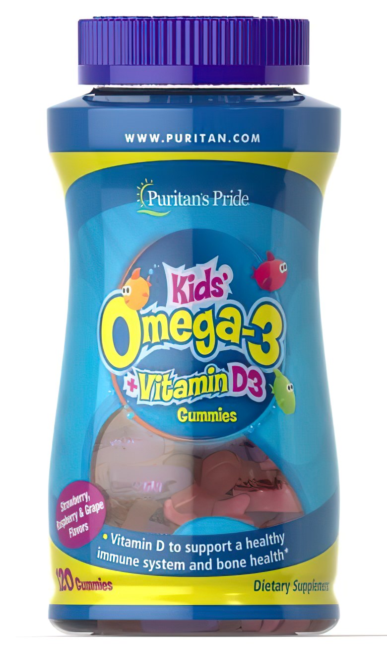 Puritan's Pride Omega 3, DHA & D3 für Kinder 120 Gummis.