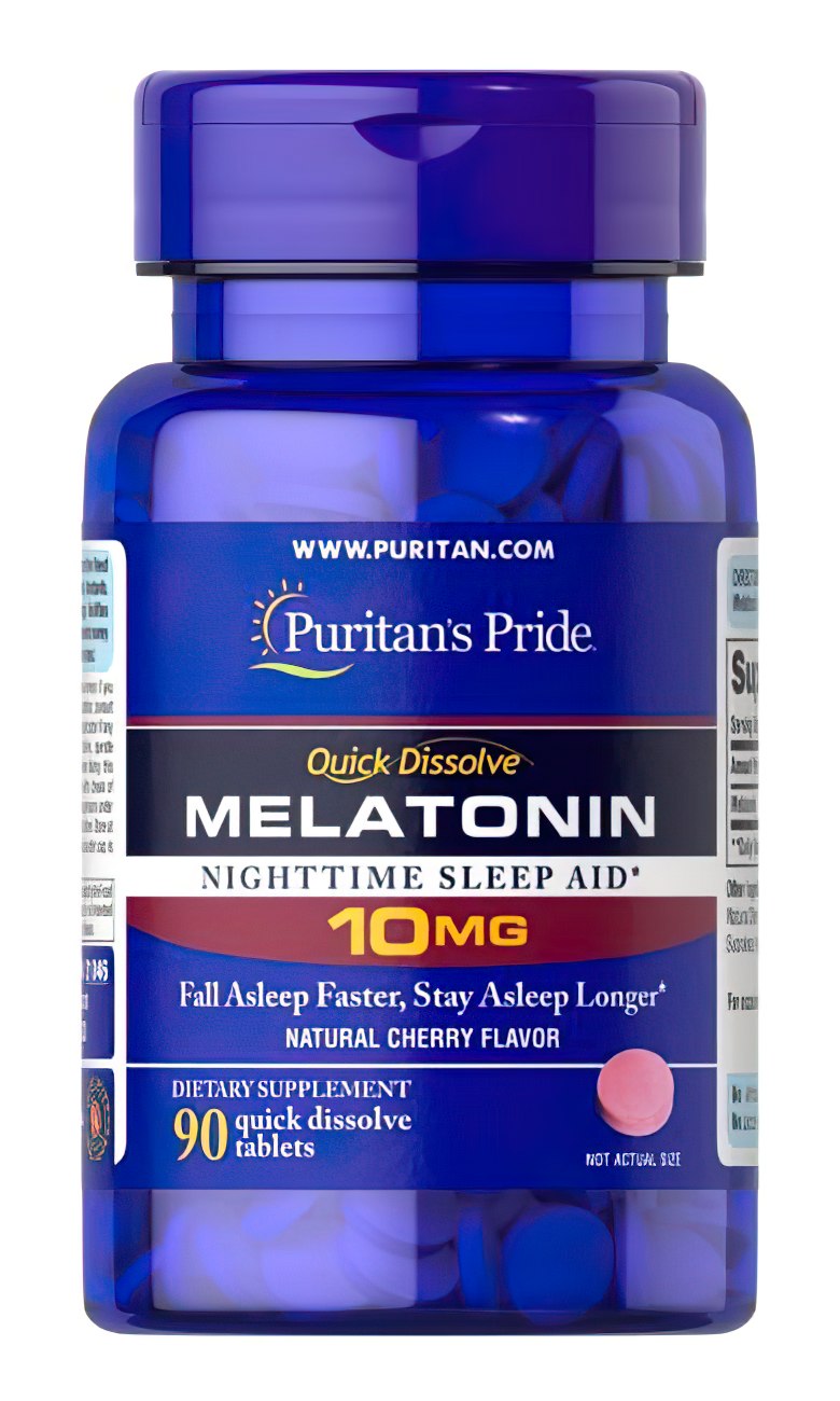 Puritan's Pride Melatonin 10 mg 90 schnell auflösbare Tabletten mit Kirschgeschmack.