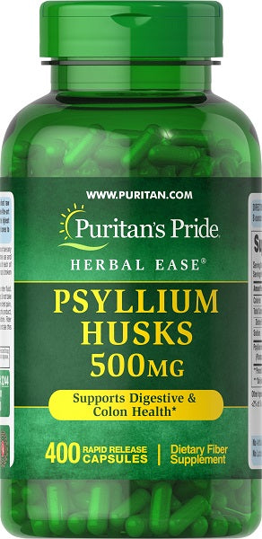 Fördere die Gesundheit der Verdauung mit Puritan's Pride Psyllium Husks 500 mg 400 Rapid Release Capsules, einer Quelle löslicher Ballaststoffe für eine optimale Darmgesundheit.
