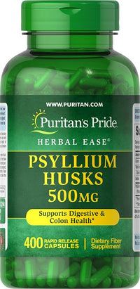 Vorschaubild für Puritan's Pride Psyllium Husks 500 mg 400 Rapid Release Capsules, eine Quelle löslicher Ballaststoffe für eine optimale Darmgesundheit, fördern die Gesundheit der Verdauung.