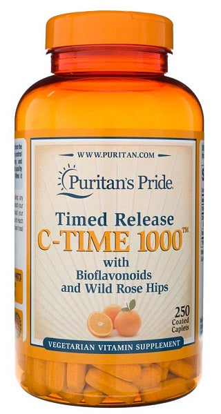 Puritan's Pride Vitamin C 1000 mg Timed Release 250 Coated Caplets - an immune system booster and antioxidant.