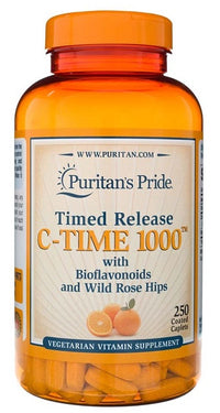 Thumbnail for Puritan's Pride Vitamin C 1000 mg Timed Release 250 Coated Caplets - an immune system booster and antioxidant.