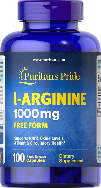 L-Arginin 1000 mg Free Form 100 Rapid Release Caps - Front 2