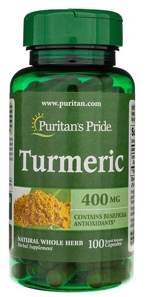 Puritan's Pride Turmeric 400 mg 100 Rapid Release Capsules offer joint health support with its powerful antioxidant properties.