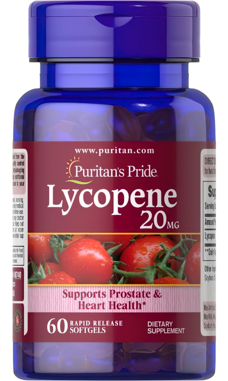 Puritan's Pride Lycopin 20 mg 60 Weichkapseln mit schneller Freisetzung.