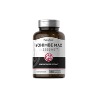 Thumbnail for A bottle of PipingRock Yohimbe Max 2200 mg 180 Quick Release Capsules, offering effective sexual health support.