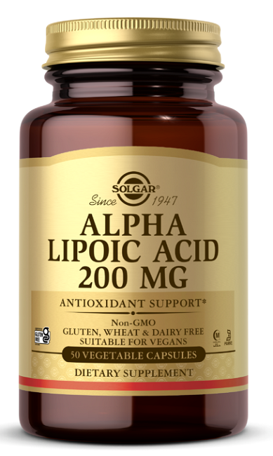 Solgar Alpha-Liponsäure 200 mg 50 pflanzliche Kapseln.