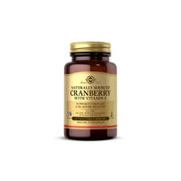 Vorschaubild für A Solgar Natural Cranberry with Vitamin C 60 Vegetable Capsules bottle promoting urinary tract health and immunity auf weißem Hintergrund.