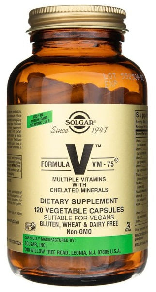 Eine Flasche Formula VM-75 120 Gemüsekapseln von Solgar.