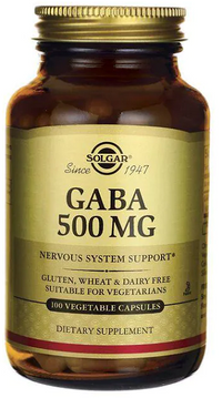 Thumbnail for Eine Flasche Solgar GABA 500 mg 100 Veggie-Kapseln.