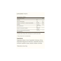 Vorschaubild für eine Nährwertkennzeichnung für Solgar's Glucosamin, Chondroitin, MSM mit Ester-C 180 Tabletten auf weißem Hintergrund.