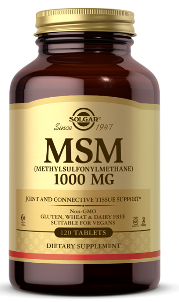 Solgar MSM 1000 mg 120 Tabletten zur Verbesserung der Gelenkbeweglichkeit und Flexibilität der Gelenke.