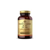 Vorschaubild für Solgar Pantothensäure 550 mg Kapseln zur Nahrungsergänzung, die 200 mg Pantothensäure enthalten.