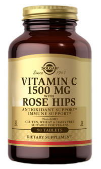 Thumbnail for This Solgar supplement contains Vitamin C 1500 mg with Rose Hips 90 Tablets, known for their antioxidant properties that support a healthy immune system.