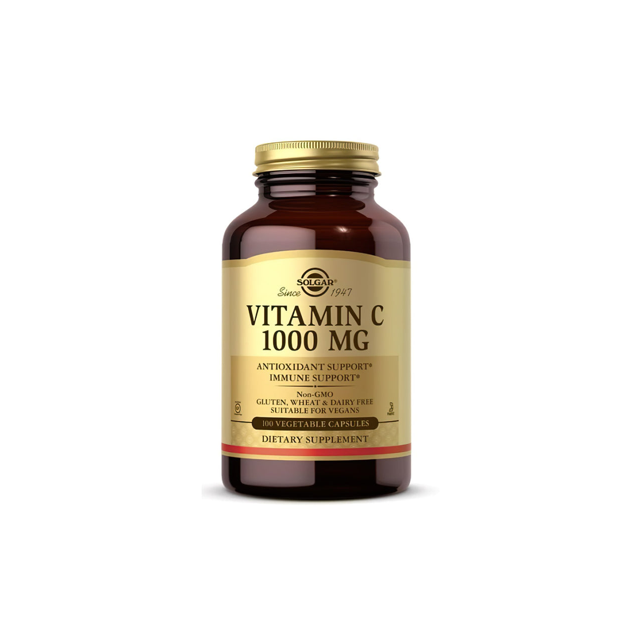 Solgar Vitamin C 1000 mg 100 vege capsules for immune system support and antioxidant benefits.