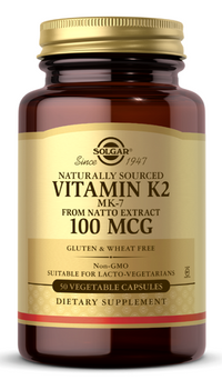 Thumbnail for This Solgar dietary supplement contains 100 mg of Solgar Vitamin K2-MK-7, naturally extracted for maximum potency.