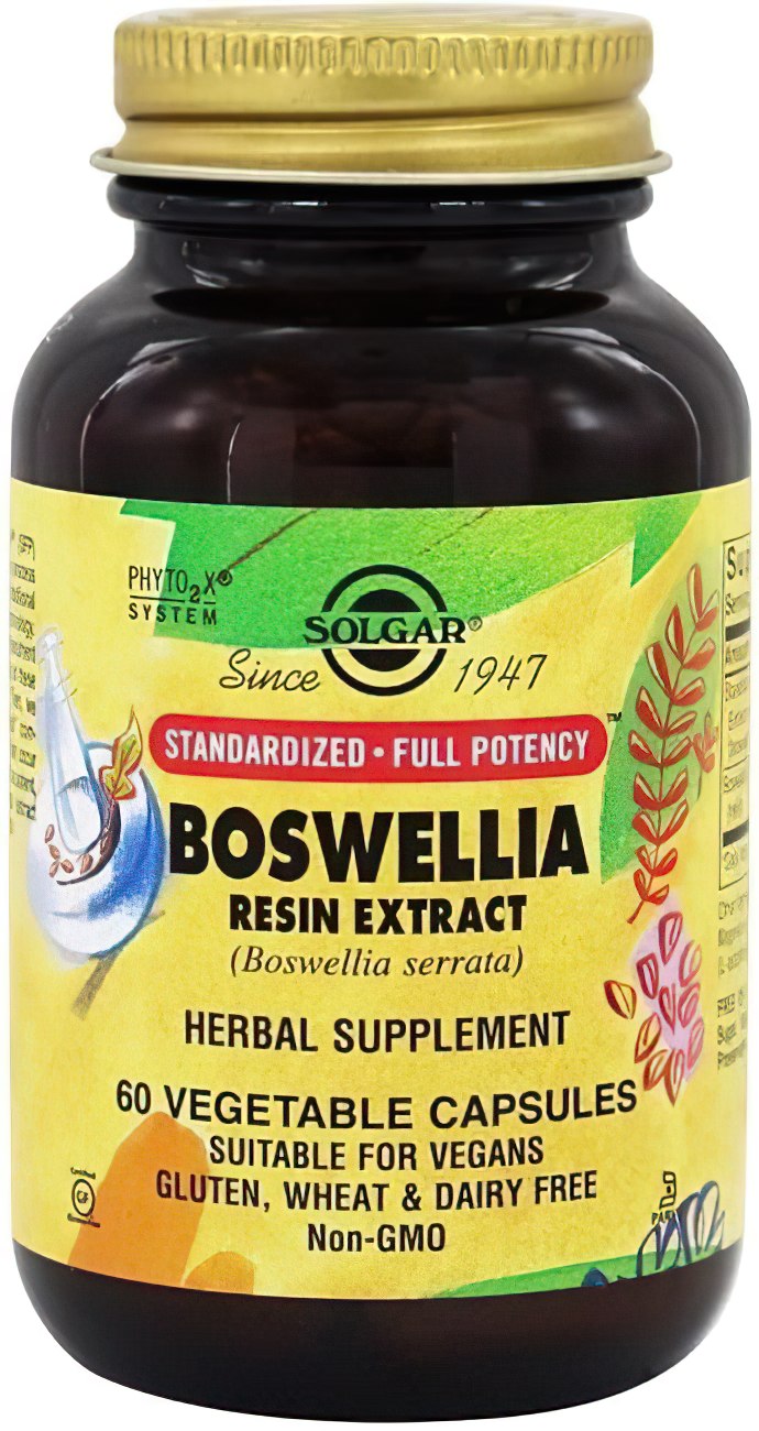 Boost joint integrity with a jar of Solgar SFP Boswellia Resin Extract 60 Vegetable Capsules.