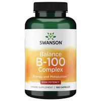 Thumbnail for Swanson's Balance Vitamin B-100 Complex offers metabolic support and energy enhancement in a bottle containing 100 high-potency B vitamin capsules.