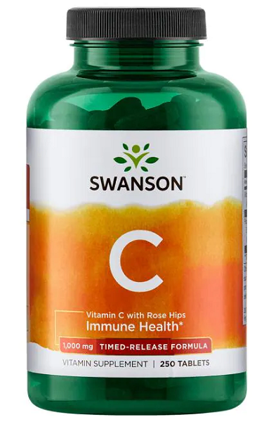Swanson's Vitamin C - 1000 mg 250 tabs Timed Release supplement is a powerhouse for supporting a healthy immune system. Fortified with rosehips, this vitamin C - 1000 mg 250 tabs Timed Release formula provides an extra boost of antioxidant properties to help protect against oxidative stress.